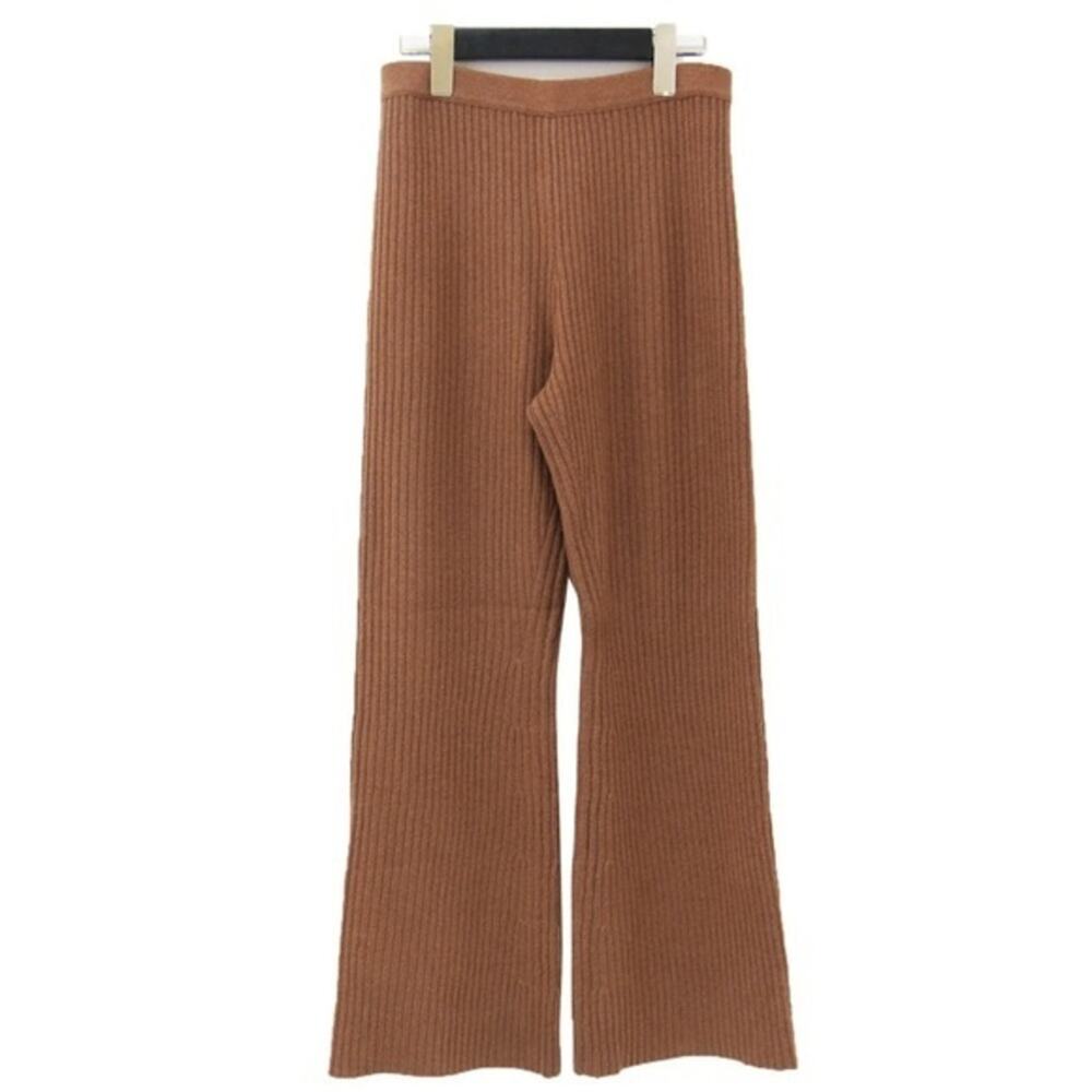 Charlie Holiday Ribbed Sweater Knit Flare Cozy Pants Brown Organic Cotton Size 6